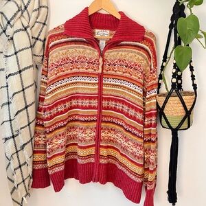 VTG Heirloom Collectibles Colorful Striped Knit Cardigan